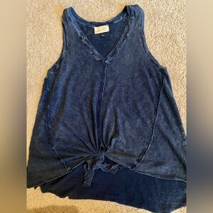 Blue V Neck Top